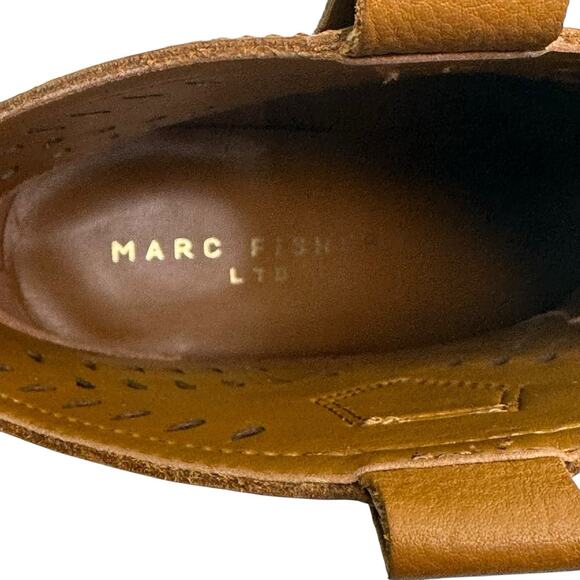 Marc Fisher Elyma Pointed Toe Western Tan Leather Booties Womens 7.5M New $199 - Picture 10 of 11
